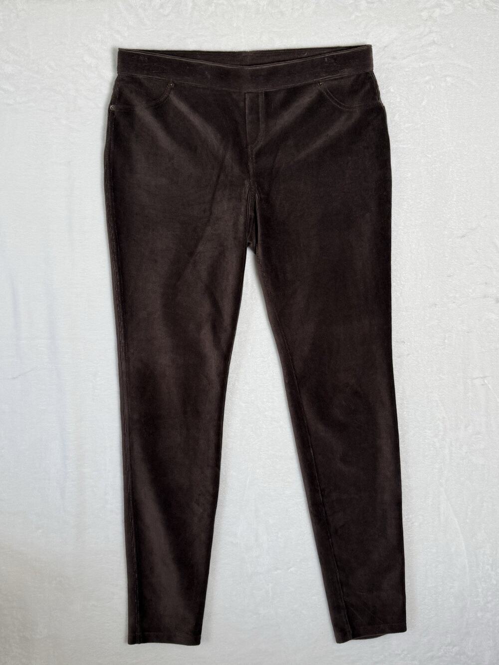 June & Daisy Brown Velour Corduroy Pull On Pants Womens M Stretch Velvet Casual